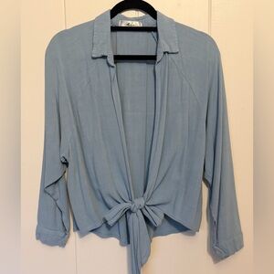 Mahina Sky Blue Tie-Front Blouse